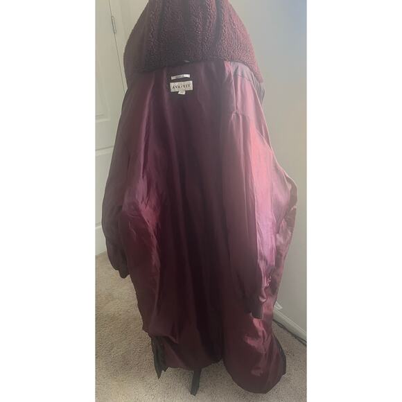 Ava & Viv Women’s Plus Size Winter Puffer Long 2-Way Zip Front Burgundy Coat 2X - Picture 14 of 16